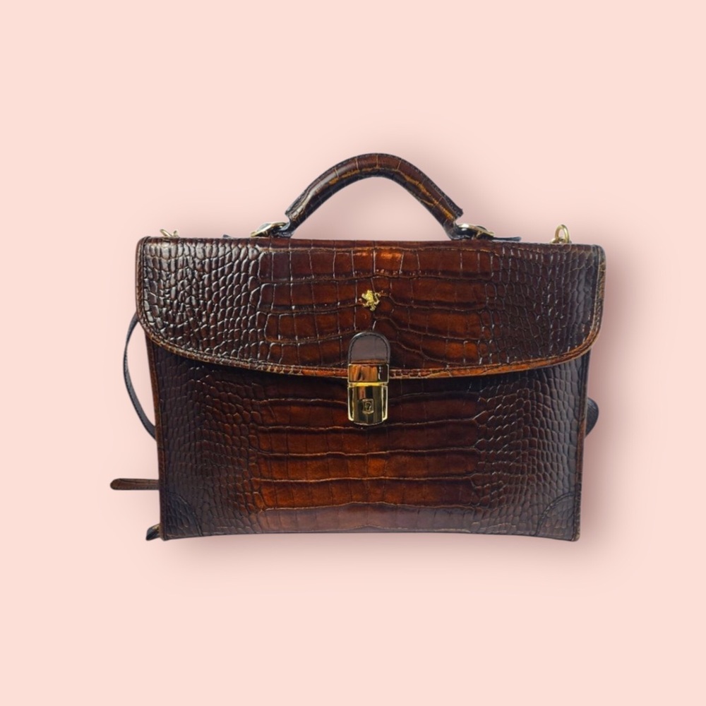 Pratesi Firenze Leather Briefcase Laptop Bag Brown